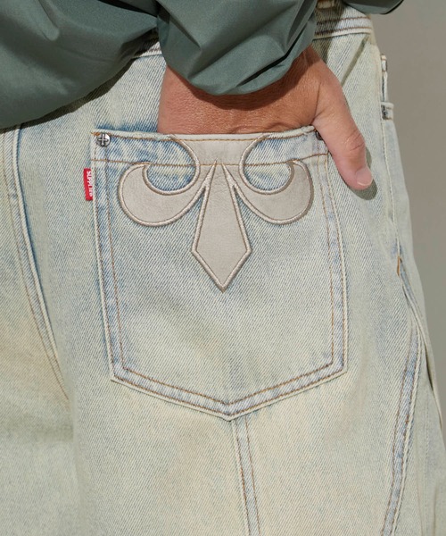 セール】SUPPLIER/サプライヤー Cross Leather Patch Baggy Denim