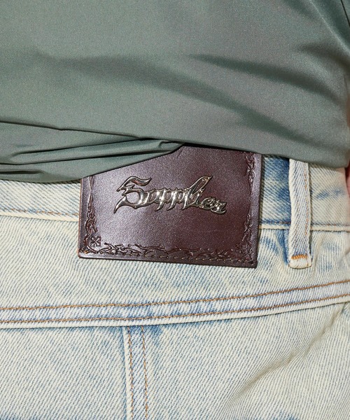 SUPPLIER/サプライヤー Cross Leather Patch Baggy Denim Pants クロス