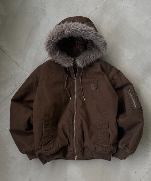 HEART LOGO DUCK FAUX-FUR BLOUSON / ハートロゴダックフェイクファー