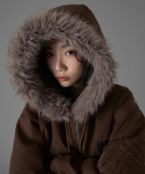 HEART LOGO DUCK FAUX-FUR BLOUSON / ハートロゴダックフェイクファー