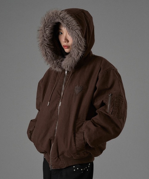 HEART LOGO DUCK FAUX-FUR BLOUSON / ハートロゴダックフェイクファー