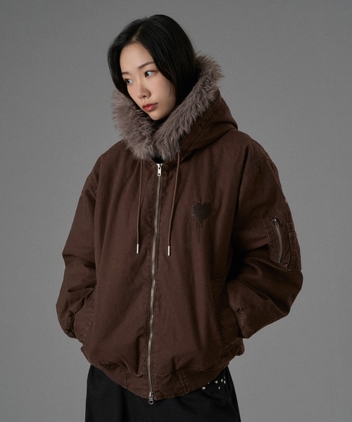 HEART LOGO DUCK FAUX-FUR BLOUSON / ハートロゴダックフェイクファー