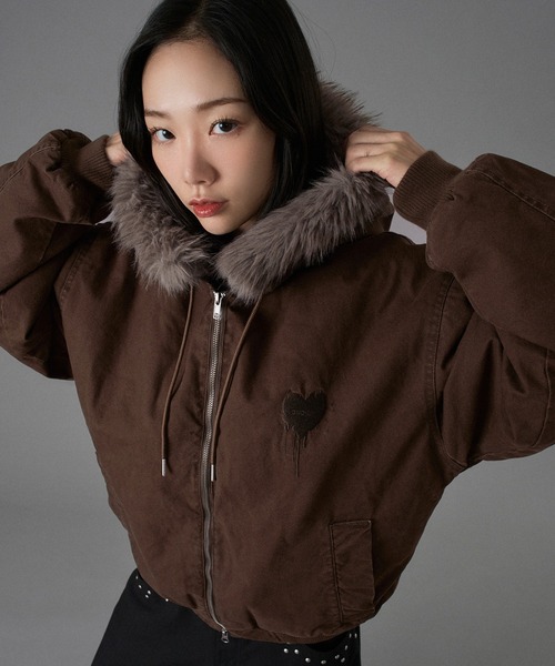 HEART LOGO DUCK FAUX-FUR BLOUSON / ハートロゴダックフェイクファー