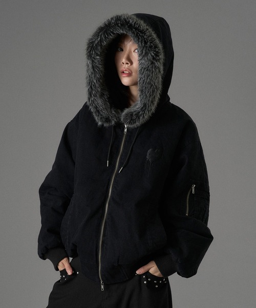 HEART LOGO DUCK FAUX-FUR BLOUSON / ハートロゴダックフェイクファー