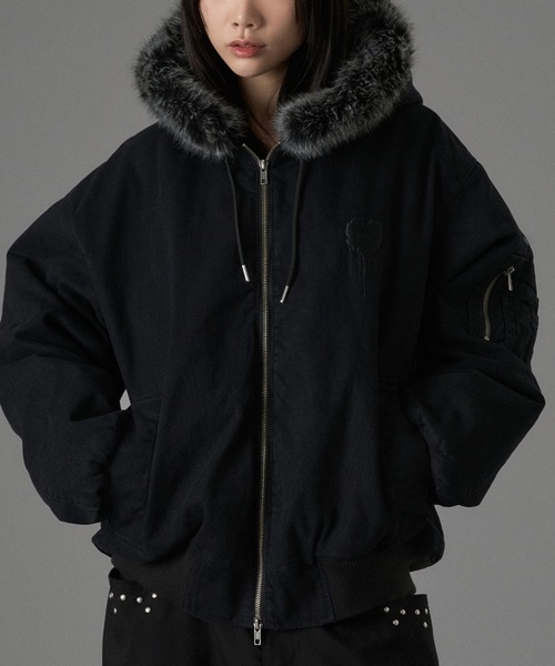 HEART LOGO DUCK FAUX-FUR BLOUSON / ハートロゴダックフェイクファー