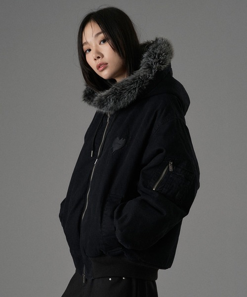 HEART LOGO DUCK FAUX-FUR BLOUSON / ハートロゴダックフェイクファー