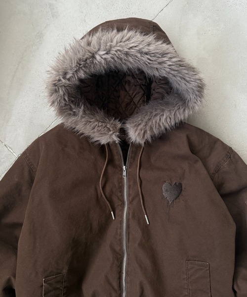 HEART LOGO DUCK FAUX-FUR BLOUSON / ハートロゴダックフェイクファー