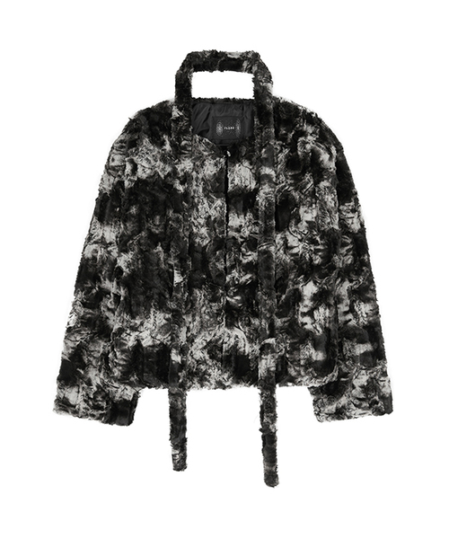 Scarf Fur Jacket (FL-041_Black)（ムートンコート）｜FLAREUP（フレア 
