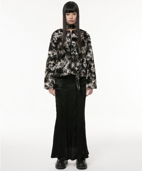 Scarf Fur Jacket (FL-041_Black)（ムートンコート）｜FLAREUP（フレア 