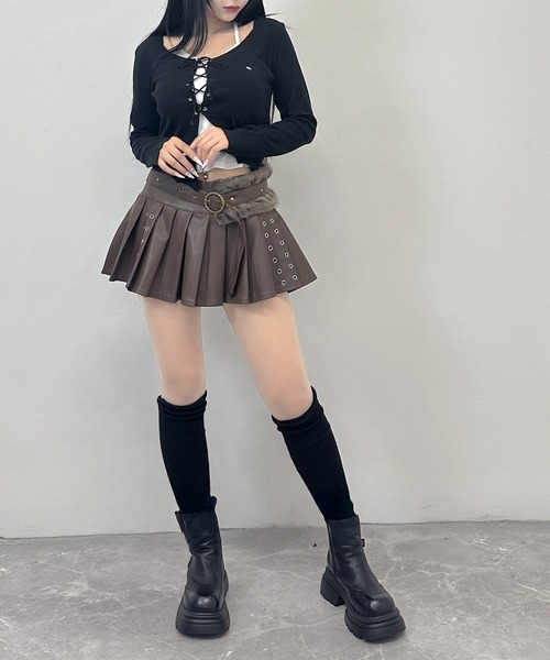 FOLLOWIN(フォロウィン)の「【ファーベルト付き】プリーツレザーミニスカート(スカート・レディース・ブラウン系その他/ブラウン/ブラック・LARGE/MEDIUM/SMALL)」の11枚目の写真