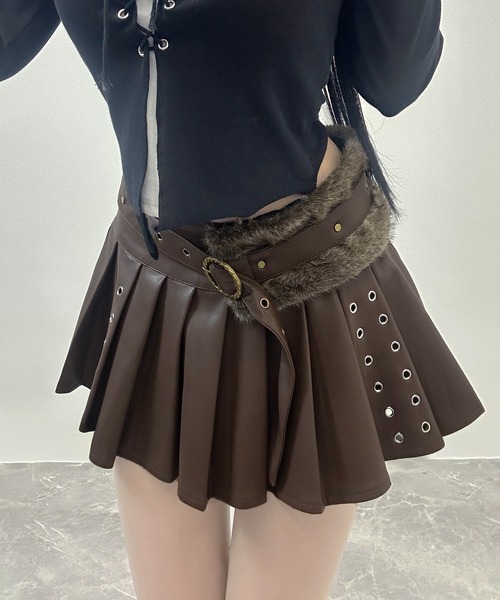 FOLLOWIN(フォロウィン)の「【ファーベルト付き】プリーツレザーミニスカート(スカート・レディース・ブラウン系その他/ブラウン/ブラック・LARGE/MEDIUM/SMALL)」の17枚目の写真