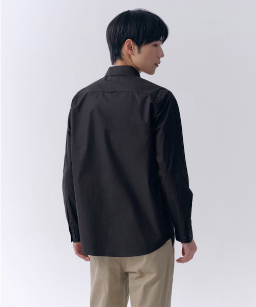 MUSINSA STANDARD（ムシンサスタンダード）の「ベーシックウォッシュドポプリンシャツ[ブラック]（シャツ/ブラウス・メンズ・その他・SMALL/MEDIUM/LARGE/X-LARGE/XX-LARGE）」の2枚目の写真