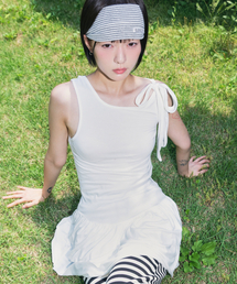 SLEEKGLOW（スリック グロウ）の「タイアッププリーツミニワンピース[ホワイト]（ワンピース）」