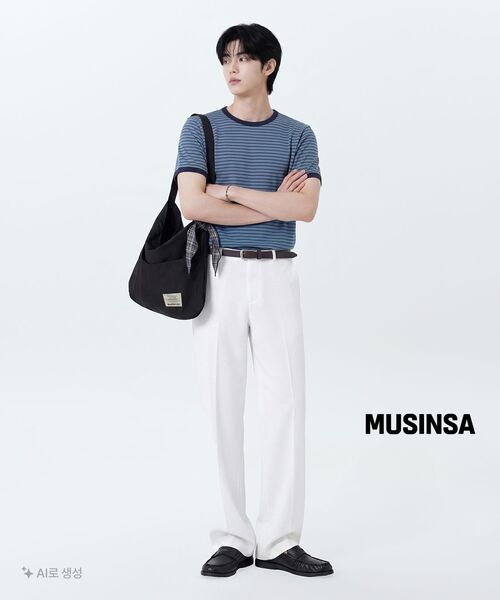 MUSINSA STANDARD（ムシンサスタンダード）の「セミワイド隠しバンディングスラックス[ホワイト]（スラックス・メンズ・その他・40/38/42/26/27/28/29/36/34/32/30/31/33）」の6枚目の写真