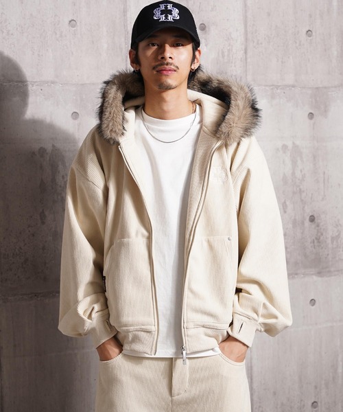 Laufer(ロイファー)の「【Laufer】ファー使い コーデュロイ ショートジャケット / Fur Corduroy Short Jacket / セットアップ 可能(ブルゾン・メンズ・ブラック/ブラウン/アイボリー・M/L)」の5枚目の写真