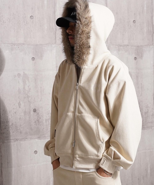 Laufer(ロイファー)の「【Laufer】ファー使い コーデュロイ ショートジャケット / Fur Corduroy Short Jacket / セットアップ 可能(ブルゾン・メンズ・ブラック/ブラウン/アイボリー・M/L)」の9枚目の写真