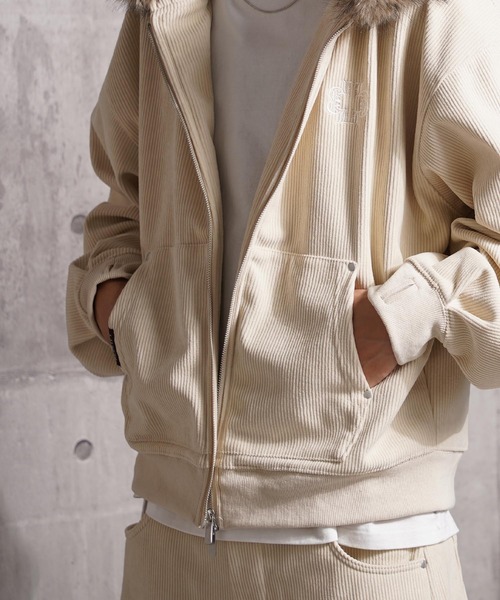 Laufer(ロイファー)の「【Laufer】ファー使い コーデュロイ ショートジャケット / Fur Corduroy Short Jacket / セットアップ 可能(ブルゾン・メンズ・ブラック/ブラウン/アイボリー・M/L)」の10枚目の写真