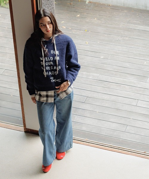 ALAND（エーランド）の「【UNISEX】ALAND×INAPSQUARE／ジャガードニットプルオーバー（ニット/セーター・レディース・ネイビー/チャコール・LARGE/SMALL）」の4枚目の写真