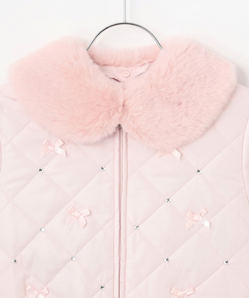 リボンキルティング フェイクファー衿つきブルゾン（ブルゾン）｜mezzo