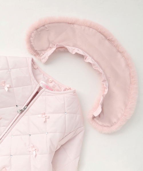 リボンキルティング フェイクファー衿つきブルゾン（ブルゾン）｜mezzo