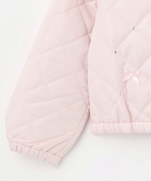 り*様 新品　メゾピアノ　リボンキルティング　フェイクファー衿つきブルゾン　12 リボンキルティング フェイクファー衿つきブルゾン(110cm ライト