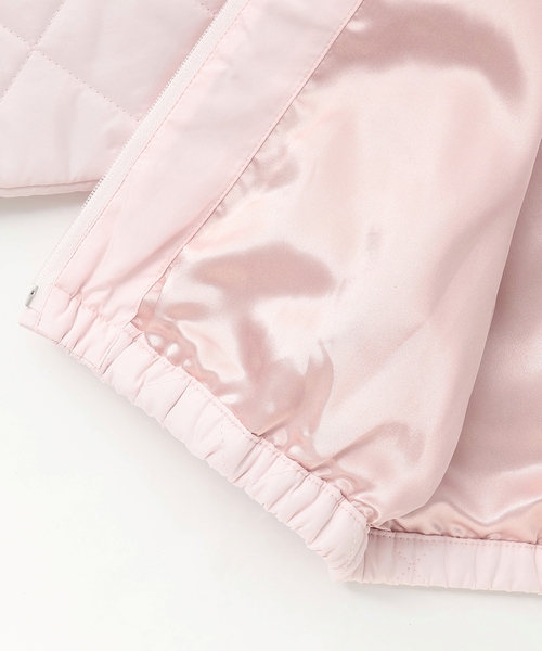 り*様 新品　メゾピアノ　リボンキルティング　フェイクファー衿つきブルゾン　12 リボンキルティング フェイクファー衿つきブルゾン(110cm ライト