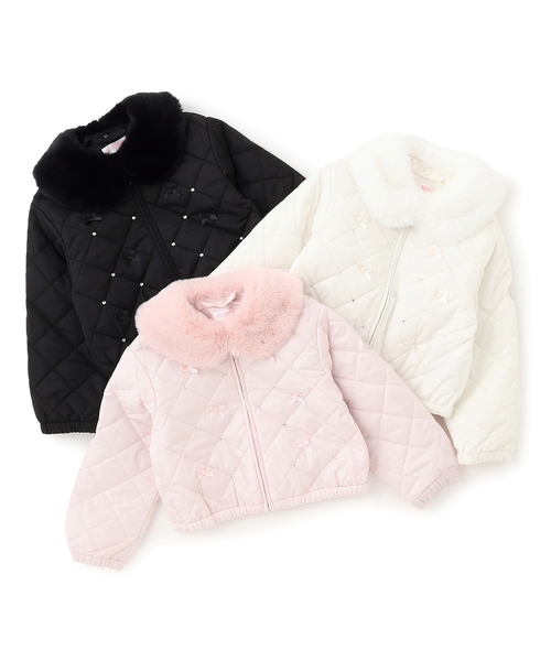 リボンキルティング フェイクファー衿つきブルゾン（ブルゾン）｜mezzo