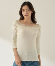 tutuanna（チュチュアンナ）の「[まるで毛布！のような暖かさ・厚手]リブレーススクエアネック8分袖（インナーウェア/肌着）」