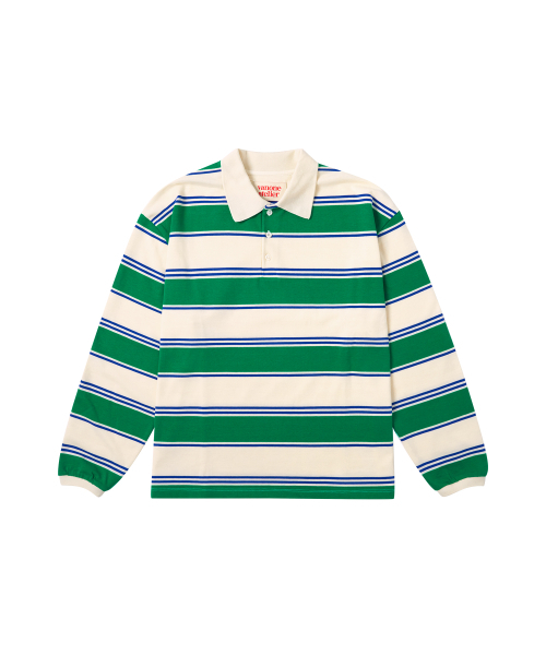 VANONE ATELIER(バノンアトリエ)の「A3509 マルチストライプカラーTシャツ_Green(ポロシャツ・レディース・グリーン・FREE)」の2枚目の写真
