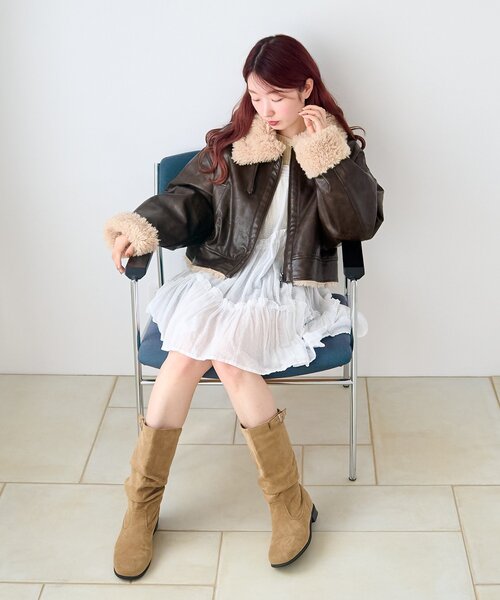 S.Mサイズ展開】ボアフライトジャケット（その他アウター）｜Kastane