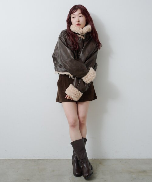 Kastane（カスタネ）の「【S.Mサイズ展開】ボアフライトジャケット（その他アウター・レディース・ブラウン/ブラック・SMALL/MEDIUM）」の22枚目の写真