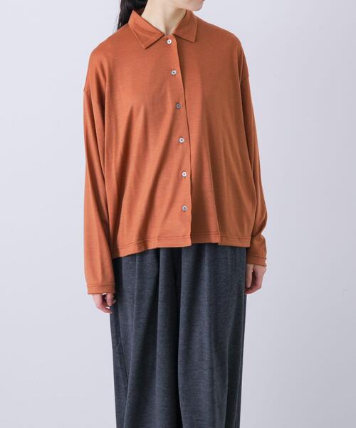 かぐれ（カグレ）の「ウォッシャブルウールカットシャツ（シャツ/ブラウス・レディース・スミクロ/ベージュ系その他/ブラウン・FREE）」の3枚目の写真