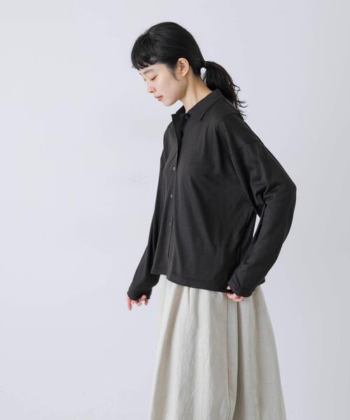 かぐれ（カグレ）の「ウォッシャブルウールカットシャツ（シャツ/ブラウス・レディース・スミクロ/ベージュ系その他/ブラウン・FREE）」の12枚目の写真