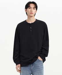 MUSINSA STANDARD（ムシンサスタンダード）の「リップカフスヘンリーネック長袖Tシャツ[ブラック]（Tシャツ/カットソー）」