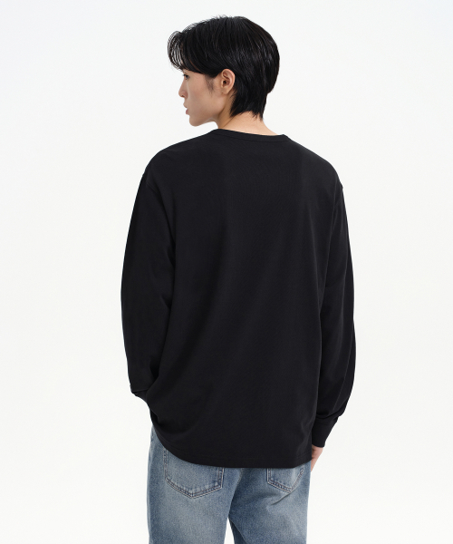 MUSINSA STANDARD（ムシンサスタンダード）の「リップカフスヘンリーネック長袖Tシャツ[ブラック]（Tシャツ/カットソー・メンズ・その他・SMALL/MEDIUM/LARGE/X-LARGE/XX-LARGE）」の3枚目の写真