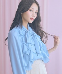 marun | ＜大きいサイズ＞シフォンジョーゼットフリルブラウス marun(シャツ/ブラウス)