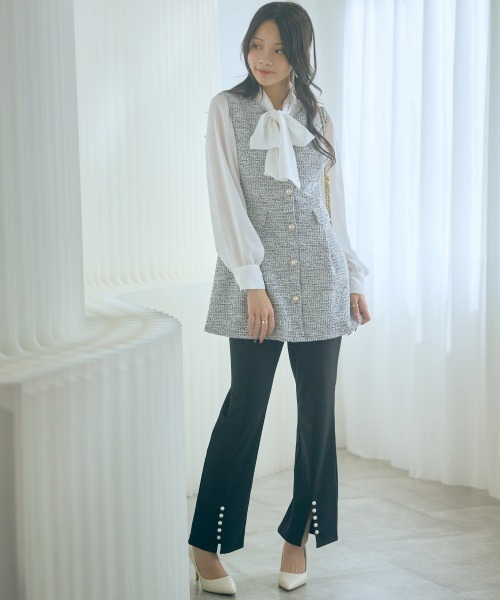 marun（マルン）の「＜大きいサイズ＞シフォンジョーゼットフリルブラウス marun（シャツ/ブラウス・レディース・サックスブルー/オフホワイト・L/LL/3L/4L/5L）」の13枚目の写真