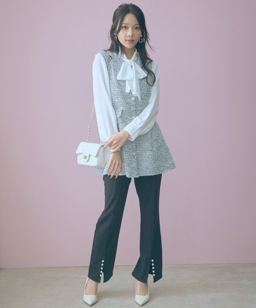 marun（マルン）の「＜大きいサイズ＞シフォンジョーゼットフリルブラウス marun（シャツ/ブラウス・レディース・サックスブルー/オフホワイト・L/LL/3L/4L/5L）」の15枚目の写真