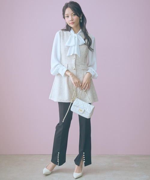 marun（マルン）の「＜大きいサイズ＞シフォンジョーゼットフリルブラウス marun（シャツ/ブラウス・レディース・サックスブルー/オフホワイト・L/LL/3L/4L/5L）」の17枚目の写真