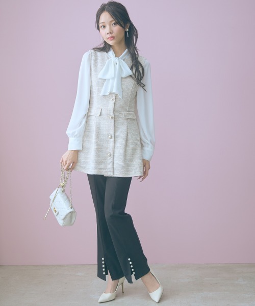 marun（マルン）の「＜大きいサイズ＞シフォンジョーゼットフリルブラウス marun（シャツ/ブラウス・レディース・サックスブルー/オフホワイト・L/LL/3L/4L/5L）」の19枚目の写真