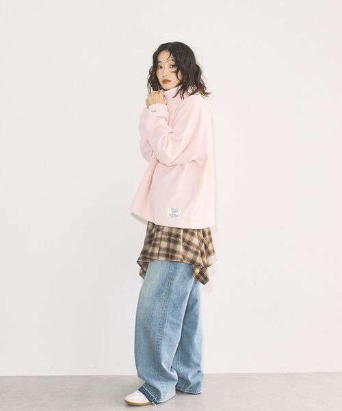 AMERICAN HOLIC（アメリカンホリック）の「Discus フリースハーフジッププルオーバー（ブルゾン・レディース・ブラック/ホワイト系その他/ピンク・FREE）」の5枚目の写真