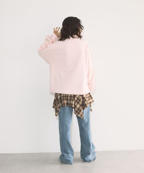 AMERICAN HOLIC（アメリカンホリック）の「Discus フリースハーフジッププルオーバー（ブルゾン・レディース・ブラック/ホワイト系その他/ピンク・FREE）」の6枚目の写真