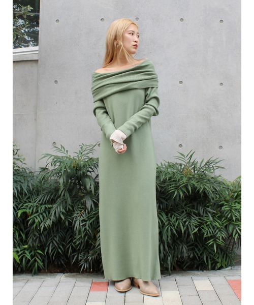 Ungrid（アングリッド）の「オフショルニットワンピース（ワンピース・レディース・グリーン/ブラウン/ブラック・FREE）」の3枚目の写真