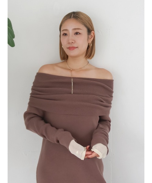 Ungrid（アングリッド）の「オフショルニットワンピース（ワンピース・レディース・グリーン/ブラウン/ブラック・FREE）」の13枚目の写真