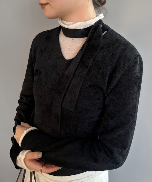 EDIT. FOR LULU（エディットフォールル）の「【EMILY ODA/エミリーオダ】Wrapped Scarf Knit Top（ニット/セーター・レディース・ホワイト・FREE）」の2枚目の写真