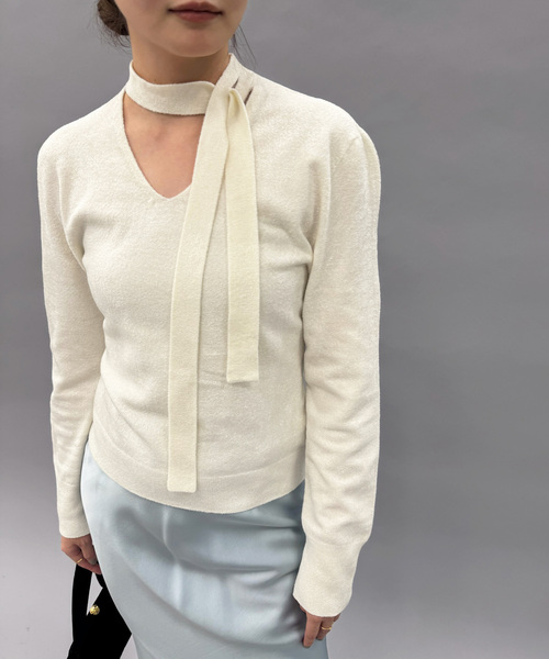 EDIT. FOR LULU（エディットフォールル）の「【EMILY ODA/エミリーオダ】Wrapped Scarf Knit Top（ニット/セーター・レディース・ホワイト・FREE）」の6枚目の写真