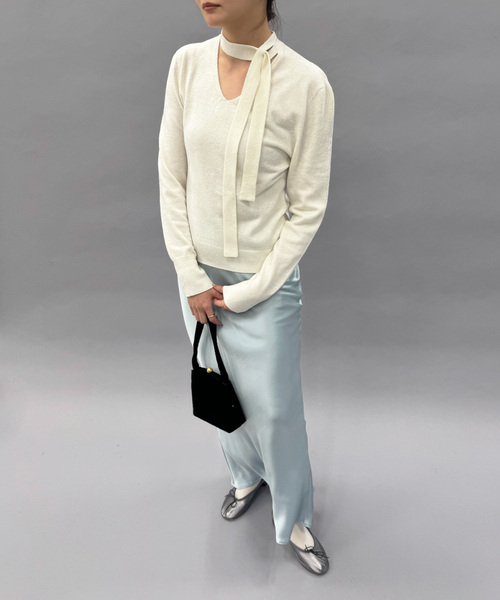 EDIT. FOR LULU（エディットフォールル）の「【EMILY ODA/エミリーオダ】Wrapped Scarf Knit Top（ニット/セーター・レディース・ホワイト・FREE）」の18枚目の写真