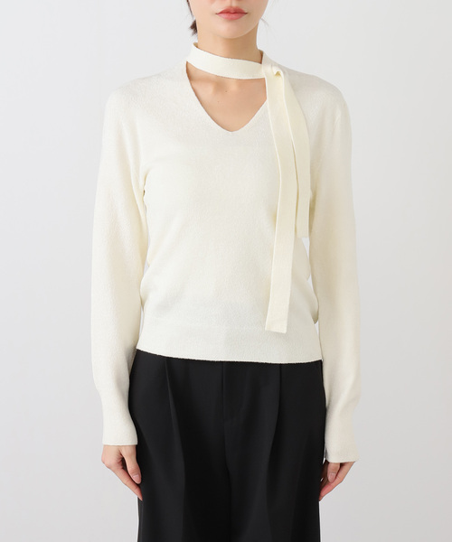 EDIT. FOR LULU（エディットフォールル）の「【EMILY ODA/エミリーオダ】Wrapped Scarf Knit Top（ニット/セーター・レディース・ホワイト・FREE）」の9枚目の写真