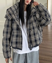 ダウンジャケット/コート（ブルー・ネイビー/青色系・チェック柄