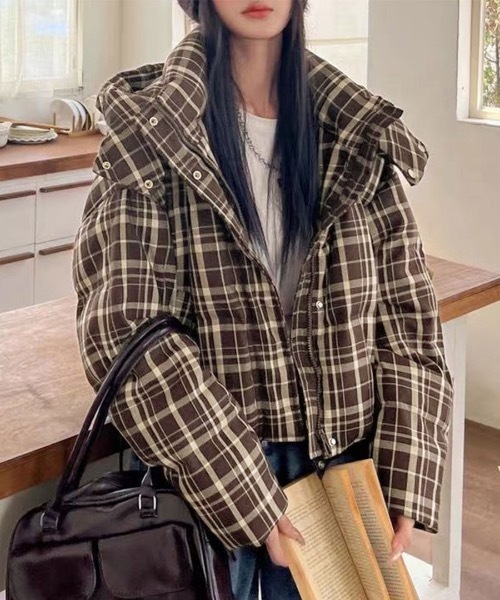 セール】チェック柄中綿ジャケット（ダウンジャケット/コート）｜Riff